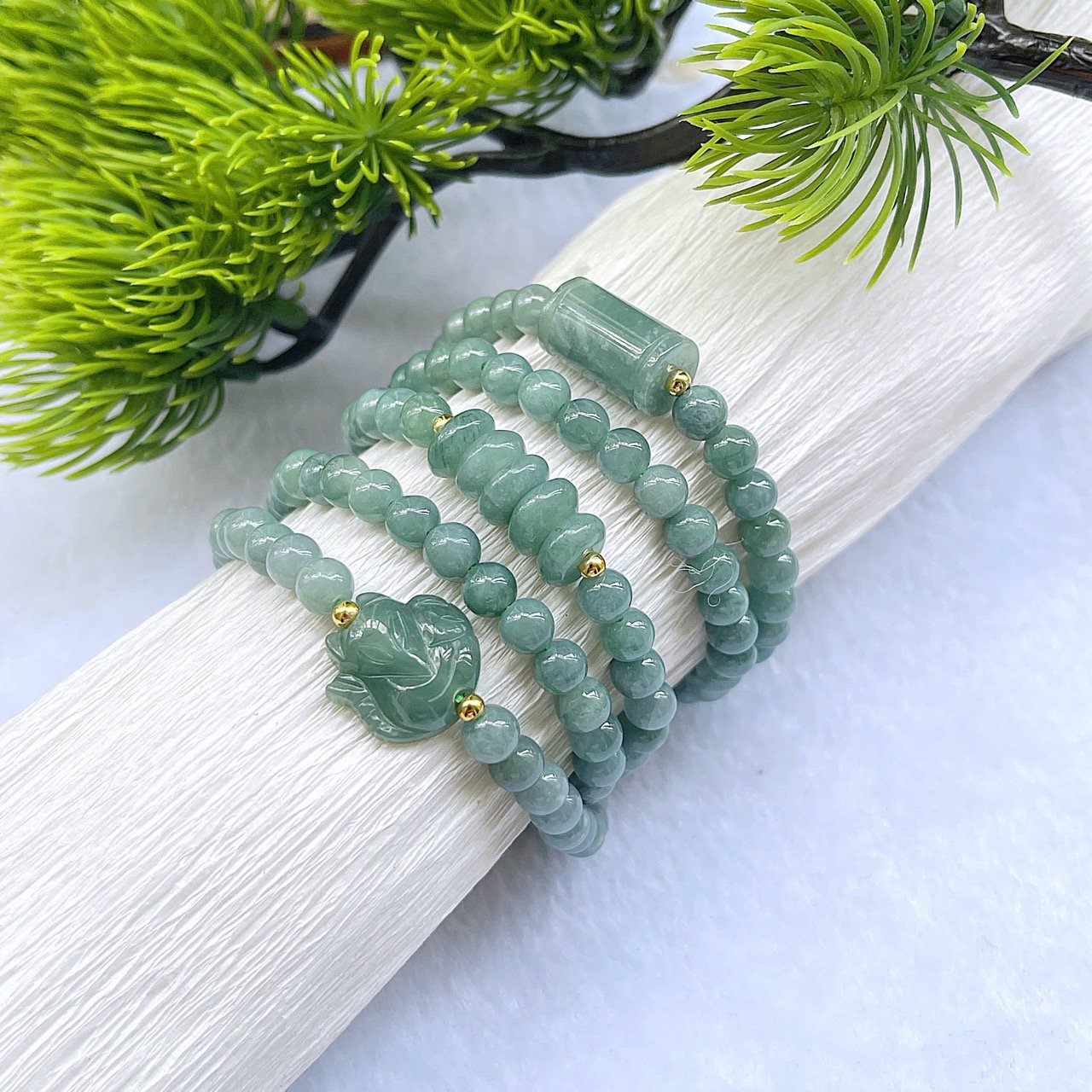 Chuỗi Lam Ngọc Quấn 5 Vòng Tay – Charm Bạc Cao Cấp